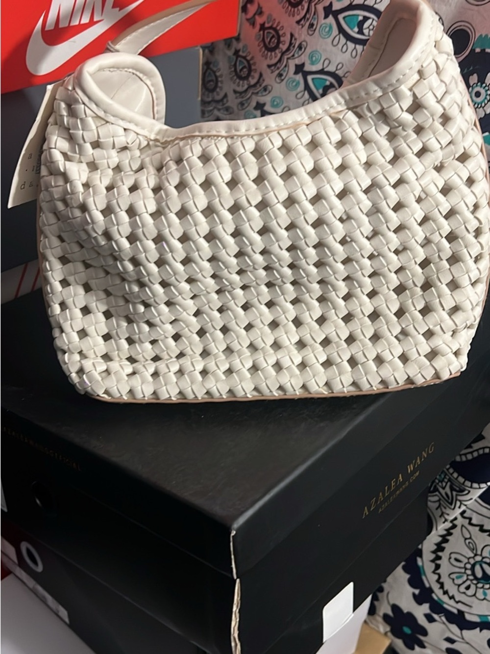 a new day White Woven Shoulder Bag